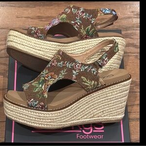Corkys Brown Floral Wedge Sandals